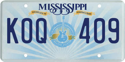 MS license plate KOQ409