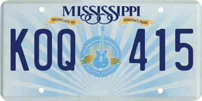 MS license plate KOQ415