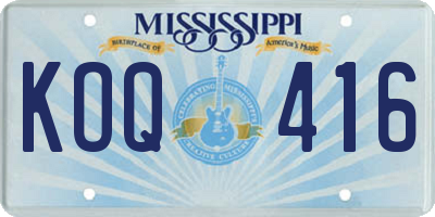 MS license plate KOQ416