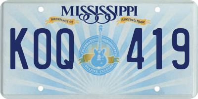 MS license plate KOQ419