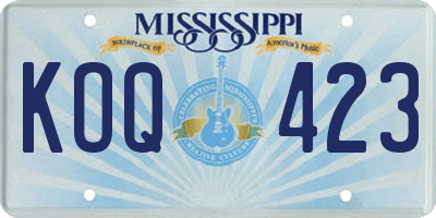 MS license plate KOQ423