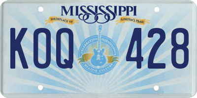 MS license plate KOQ428