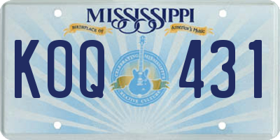 MS license plate KOQ431