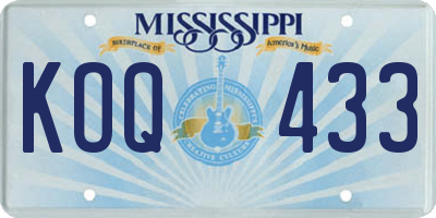 MS license plate KOQ433
