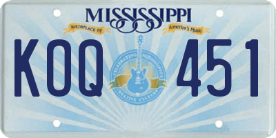 MS license plate KOQ451