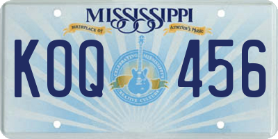 MS license plate KOQ456