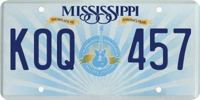 MS license plate KOQ457