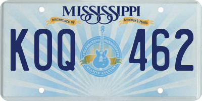 MS license plate KOQ462