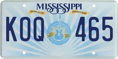 MS license plate KOQ465