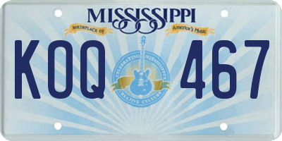 MS license plate KOQ467