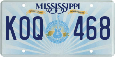 MS license plate KOQ468