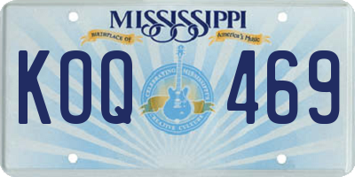 MS license plate KOQ469