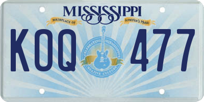 MS license plate KOQ477