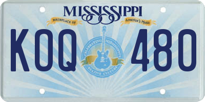 MS license plate KOQ480