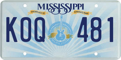 MS license plate KOQ481