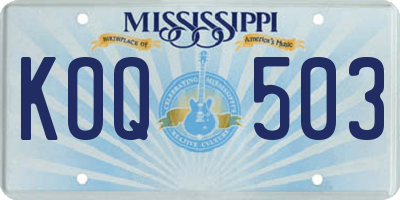 MS license plate KOQ503