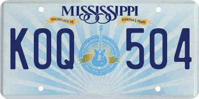 MS license plate KOQ504