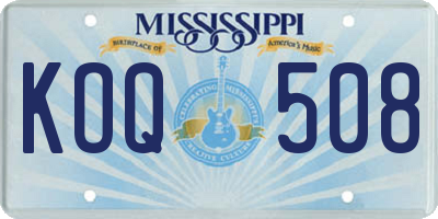 MS license plate KOQ508