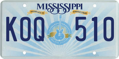 MS license plate KOQ510