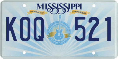 MS license plate KOQ521