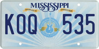 MS license plate KOQ535