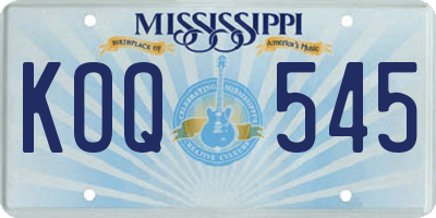 MS license plate KOQ545