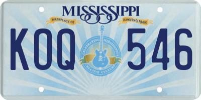 MS license plate KOQ546