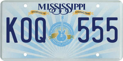 MS license plate KOQ555