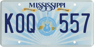 MS license plate KOQ557