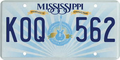 MS license plate KOQ562