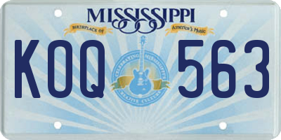 MS license plate KOQ563
