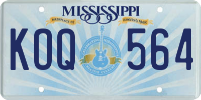MS license plate KOQ564