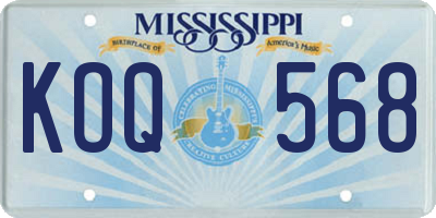 MS license plate KOQ568