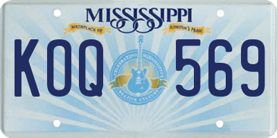 MS license plate KOQ569