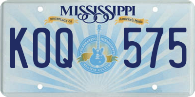 MS license plate KOQ575