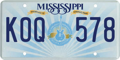 MS license plate KOQ578