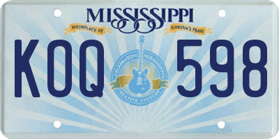 MS license plate KOQ598