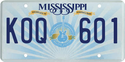 MS license plate KOQ601