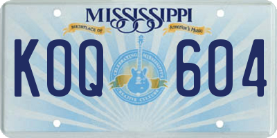 MS license plate KOQ604