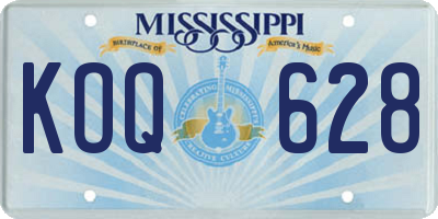 MS license plate KOQ628