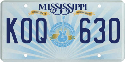 MS license plate KOQ630