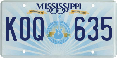MS license plate KOQ635