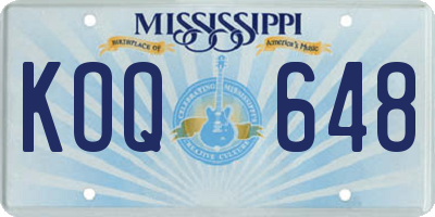 MS license plate KOQ648