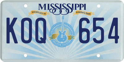 MS license plate KOQ654