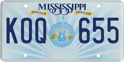 MS license plate KOQ655