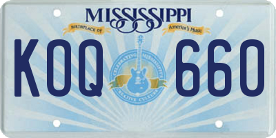 MS license plate KOQ660