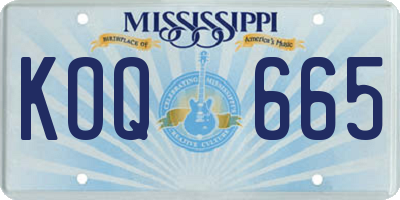 MS license plate KOQ665