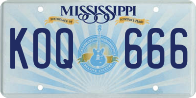 MS license plate KOQ666