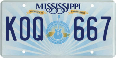 MS license plate KOQ667
