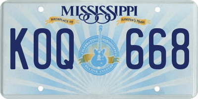MS license plate KOQ668